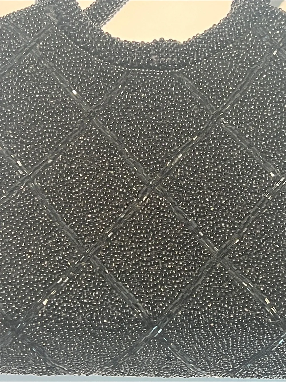Magid Black Seed Bead Quilted Handbag Vintage 1950s-1960s